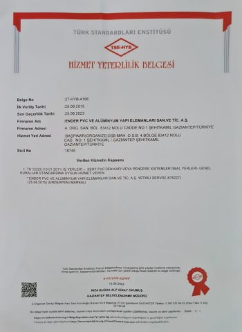 TSE Hizmet Yeterlilik Belgesi (TS 12225) görseli